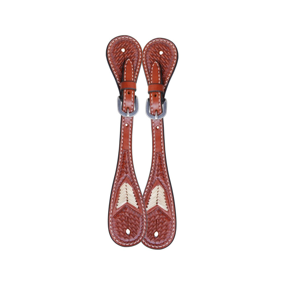 Oxbow Basket Stamped Rawhide Spur Straps