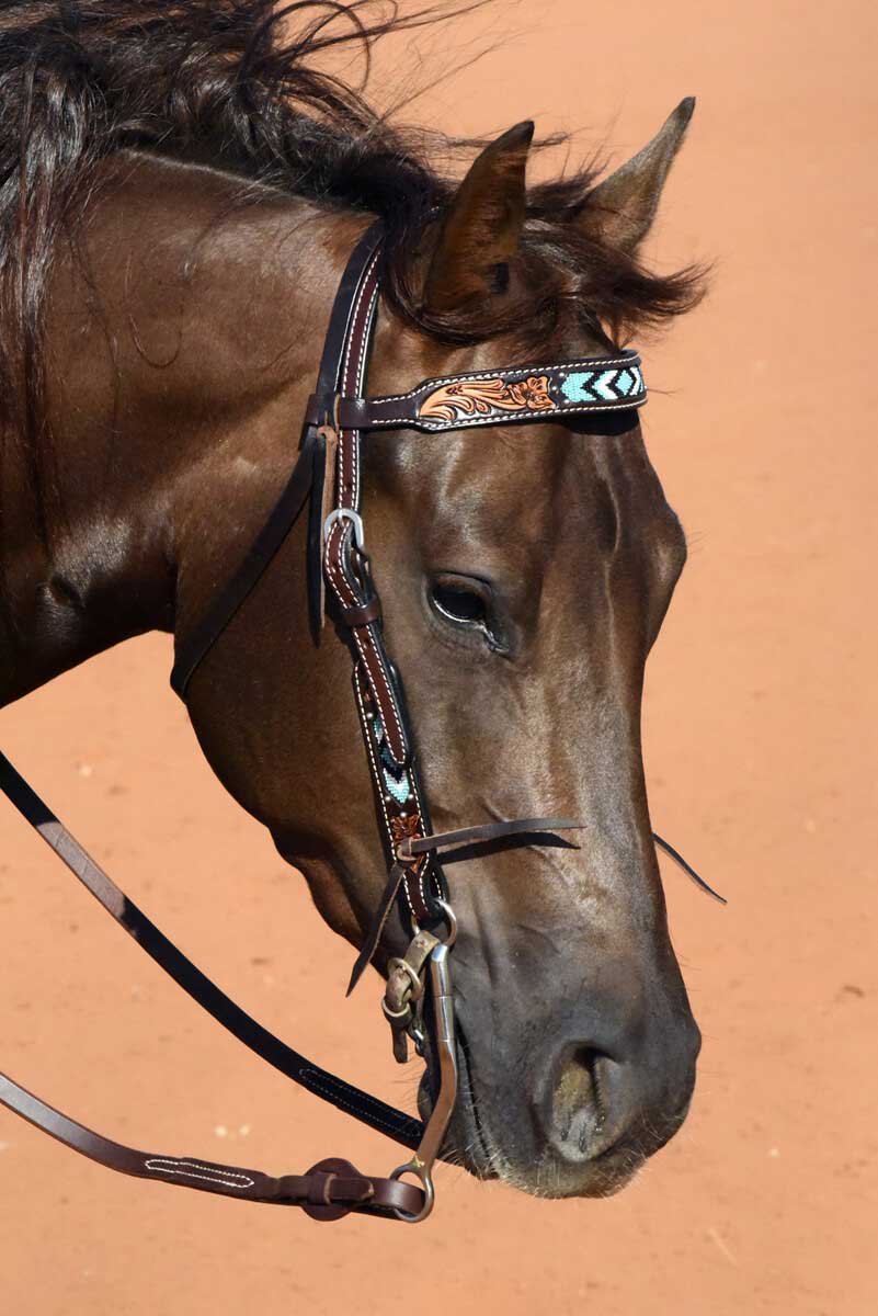 Weaver Turquoise Cross Beaded Browband Headstall